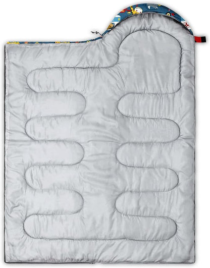 Kids Sleeping Bag for Boys Girls,Rocket Astronaut Moon Print-Lightweight Warm Portable Outdoor Indoor-Waterproof Cold Weather Resistant Sleeping Bag for Camping Hiking