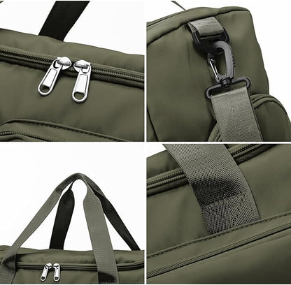 Travel Duffel Bag with Shoes Compartment Sports Gym Bag with Dry Wet Separated Pocket for Men and Women, Overnight Bag Weekender Bag Training Handbag Yoga Bag - Olive Green