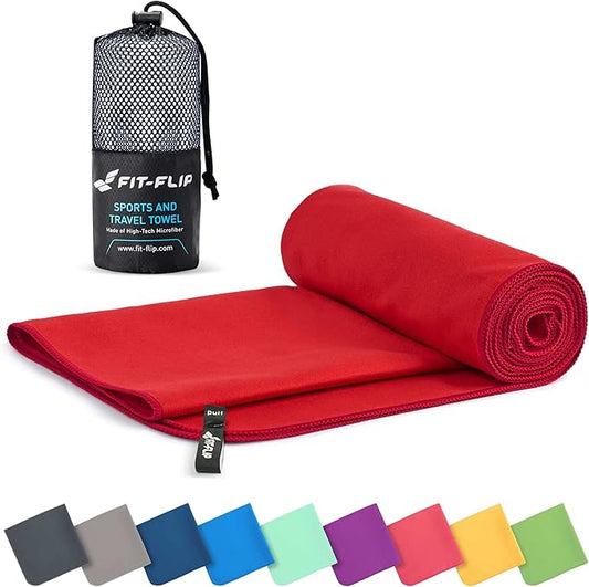 Fit-Flip Travel Towel - Compact & Ultra Soft Microfiber Camping Towel - Quick Dry Towel - Super Absorbent & Lightweight for Sports, Beach, Gym, Backpacking, Hiking and Yoga