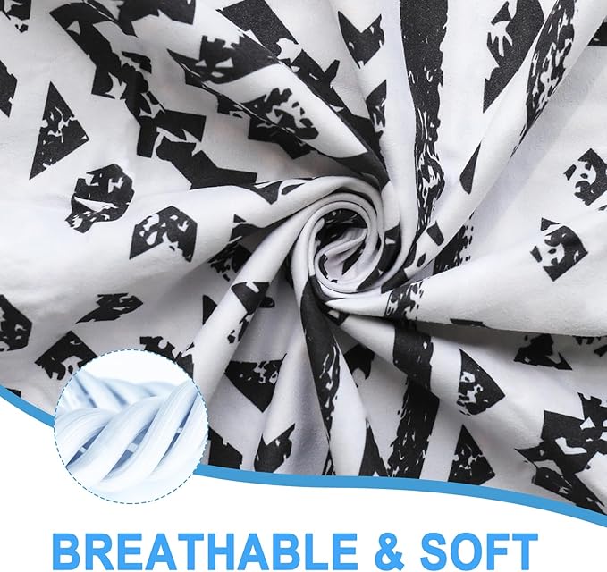 Bnuitland Black and White Boho Pattern Beach Towel (35X75 inches), Oversized Quick Dry Absorbent Sand Free, Cute Towels for Travel Swimming Pool Picnic, 90% Polyester and 10% Polyamide