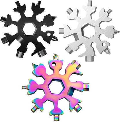 3 Pack Snowflake 18-in-1 Multi Tool, Stainless Steel Snowflake Bottle Opener/Flat Phillips Screwdriver Kit/Wrench, Durable and Portable to Take