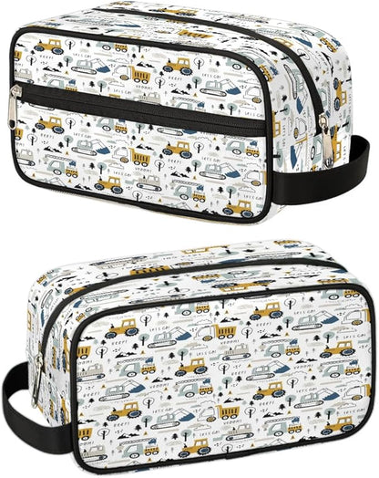 Excavator Car Hanging Toiletry Bag,Travel Hygiene Kits for Boys Mens,Waterproof Makeup Carry-on Bags,Cosmetic Bag,TSA Approved Shave Dopp Kit for Toiletries Shower Bathroom Accessories Gifts