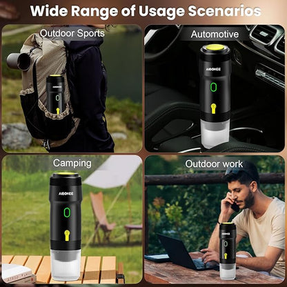 Portable Espresso Maker,3-in-1Portable Coffee Maker,20 Bar Mini Espresso Machine,Self-Heating Travel Espresso Maker Compatible with NS, DG Pods & Ground Coffee, for Camping Hiking,Office,RV