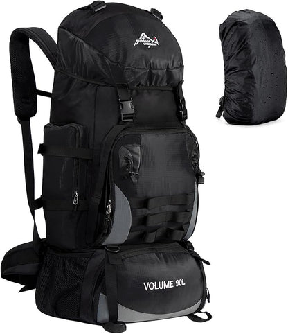 90L Large Camping Hiking Backpack with Rain Cover, Waterproof Molle Rucksack Military Backpack (Black)