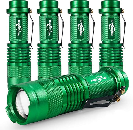 MODOAO Mini LED Flashlight Ultra-Bright Light 300 Lumens Handheld Flashlights Small for Kids Child Camping Cycling Hiking Emergency Torch Light 5pack Lightgreen