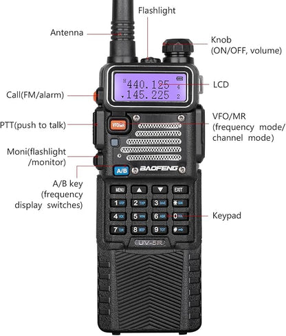 BAOFENG UV-5R Ham Radio 8W Dual Band 144-148＆420-450Mhz，3800mAh Rechargeable Handheld Two Way Radio with MIC (2Pack)