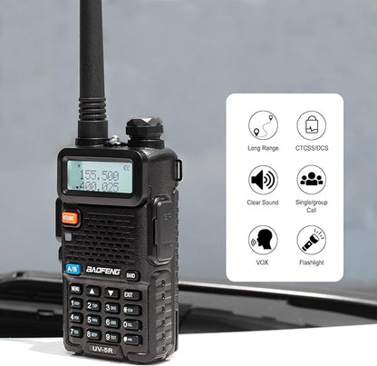 BaoFeng Radio UV-5R 8W 2Pack Handheld Ham Radios (VHF & UHF) with High Gain Antenna and Programming Cable (2Pack) (M)