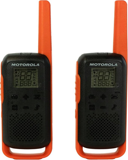 Motorola Solutions, Portable FRS, T275, Talkabout, Two-Way Radios, Rechargeable, 22 Channel, 25 Miles, Orange W/Black, 2 Pack