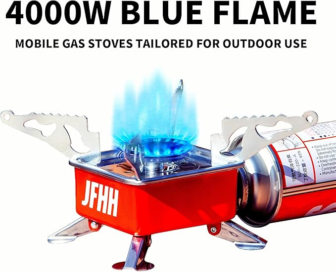 Camping Stove Portable Camping Stove, Upgraded Portable & Foldable High-Efficiency Gas Stove, Ultra-Mini Design for Versatile Outdoor Scenarios Including Hiking, Camping, and Road Trips