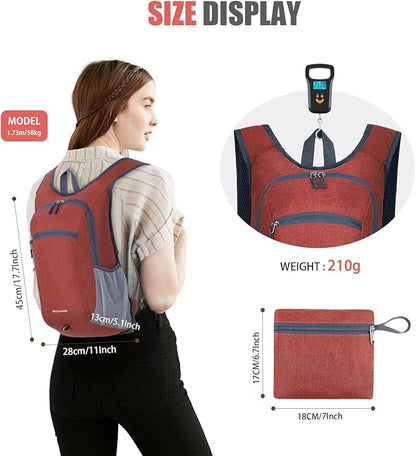 15L Hiking Backpack Small Travel Backpack Lightweight Packable Backpacks Casual Daypack for Women and Men, Red