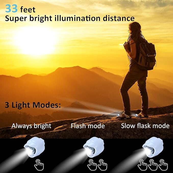 RAHAN Rechargeable Headlights for Crocs,2pcs Wearable Croc Lights for Shoes for Kids Adults,3 Light Modes,Waterproof Lights for Dog Walking, Camping, Jogging, Hiking, White