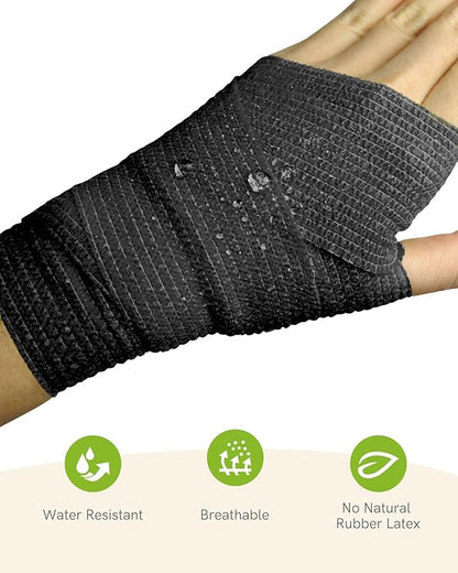 FriCARE Self Adhesive Bandage Wrap, Medical Tape in First Aid Kit, Cohesive Bandages for Wounds Sport Vet, FSA/HSA Eligible, 2 Inches X 5 Yards 6 Rolls, Classic
