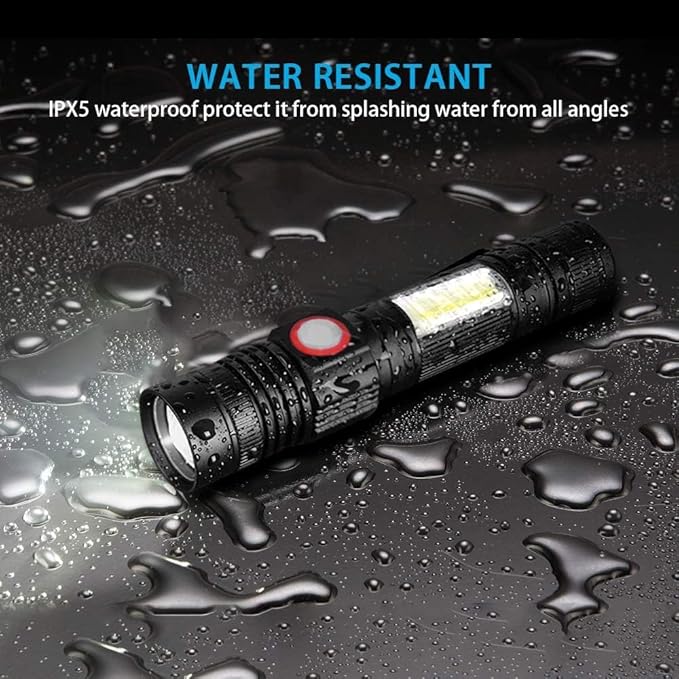 Flashlight USB Rechargeable Handheld Flashlights,Bright Zoomable LED Flashlights with High Lumens and 5 Modes,Waterproof Portable Pocket Flash Light for Emergency, Camping, and Outdoor Use(4 Pack)