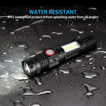 Flashlight USB Rechargeable Handheld Flashlights,Bright Zoomable LED Flashlights with High Lumens and 5 Modes,Waterproof Portable Pocket Flash Light for Emergency, Camping, and Outdoor Use(4 Pack)