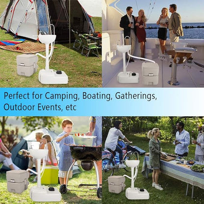 Outdoor Garden Camping Hand Sink with Portable Toilet, Removable Hand Washing Basin Sanitary Ware for RV/Kitchen/Indoor (2020 version)