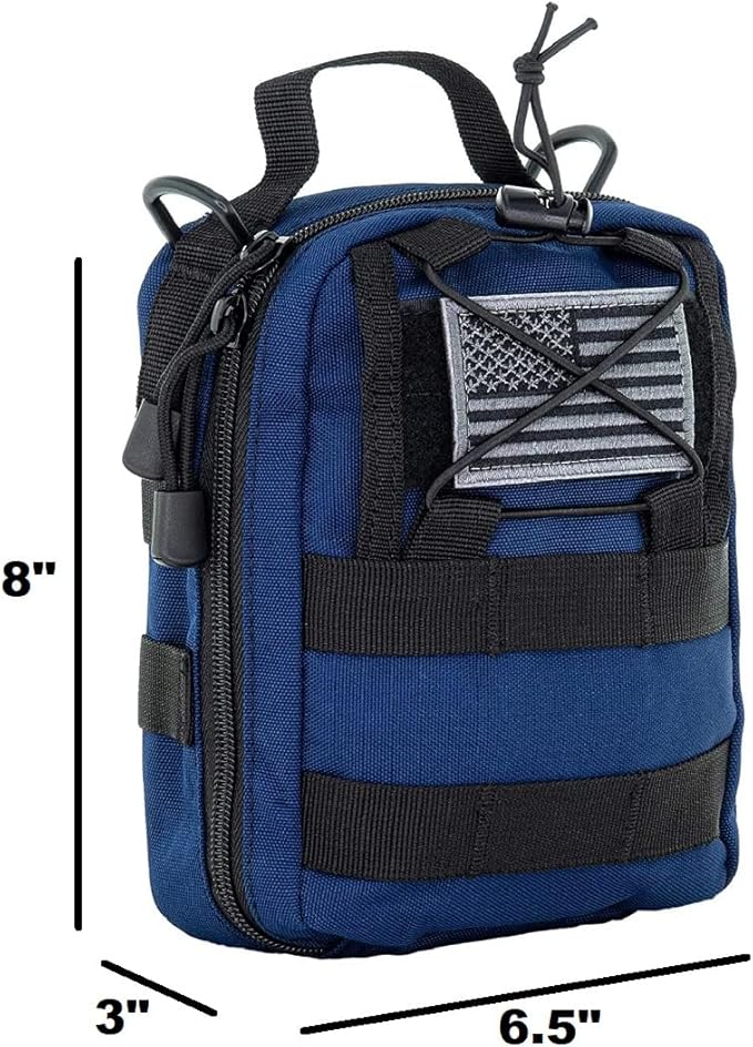 LINE2design First Aid (Ifak) Pouch EMS Bag - EMT Emergency Medical Trauma Pack Bags Tactical EDC Rescue Utility Gear IFAK Bags for Hiking Stop Bleeding Includes USA Patch - Navy