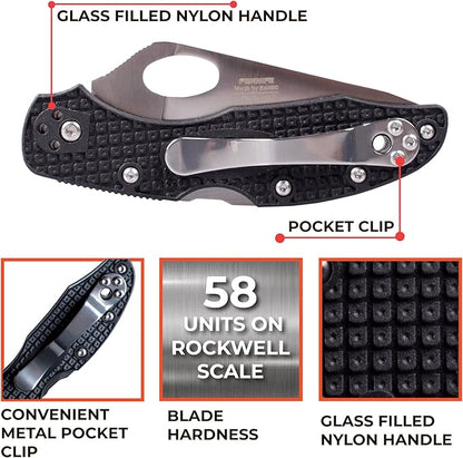 Firebird GANZO F759MS-BK Serrated Blade Pocket Folding Knife 440C Stainless Steel Serrated Blade Nylon Glass Fiber Anti-Slip Handle with Clip Fishing Camping EDC Knife (Black)