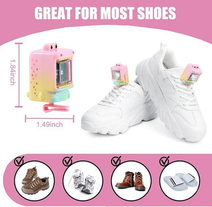 Dinosaur Lights for Croc, 2Pcs USB Rechargeable Headlights for Clogs, Flashlight for Night Walking, Camping, Walking Dog (Pink)