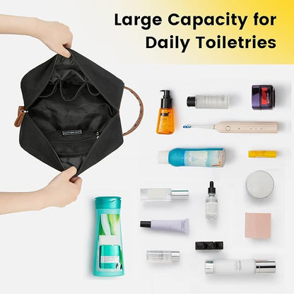 Vorspack Toiletry Bag Hanging Dopp Kit for Men Water Resistant Canvas Shaving Bag with Large Capacity for Travel- Black