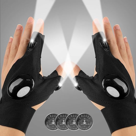 Mylivell Handsfree LED Flashlight Gloves, Unique Gift for Men Women Dad Him Boyfriend Husband, Ideal for Fishing Camping Repairing Bright Flexible Lighted Gloves Fathers Day Christmas Birthday Gifts