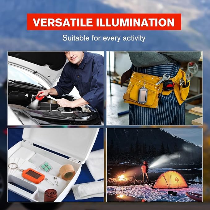 10 Pack Solar Mini Keychain Light Pocket Tiny LED Flashlight Rechargeable, Bright Small Flashlights Torch for EDC, Emergency, Power Outage,Camping, Party Favors (Black)