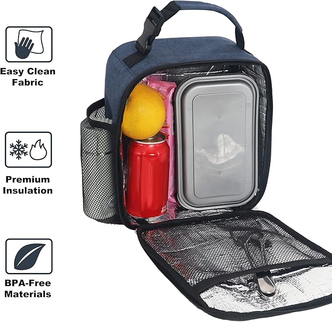Lunch Box for Men & Women Durable Lunch Bag for Adults & Kids Reusable Small Lunchbox Blue