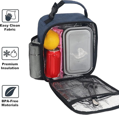 Lunch Box for Men & Women Durable Lunch Bag for Adults & Kids Reusable Small Lunchbox Blue