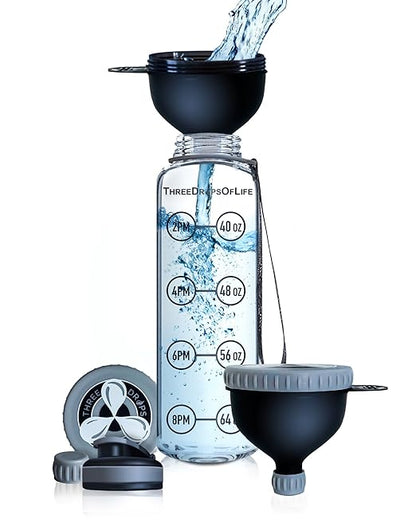 Fill N Go Large Protein Funnels, BPA Free, Easy Screw Off Lid, Good for Travel, Workouts and Busy Lifestyles (2, 230ML)