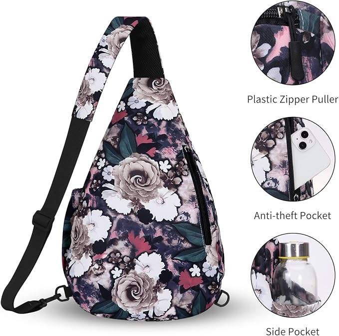 HUA ANGEL Crossbody Sling Bag for Men & Women Lightweight Waterproof Chest Shoulder Bag for Travel Hiking & Everyday Use