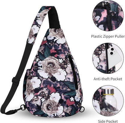 HUA ANGEL Crossbody Sling Bag for Men & Women Lightweight Waterproof Chest Shoulder Bag for Travel Hiking & Everyday Use