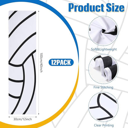 12 Pack Volleyball Cooling Towels for Boys, Sports Towels with Bags, 40"x12" Breathable Chilly Towel, Microfiber Towel for Volleyball Sport Team Gift