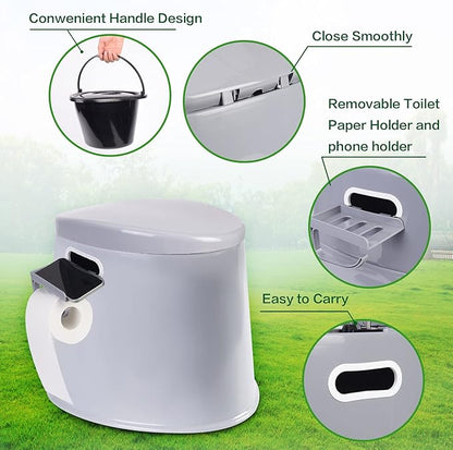 Portable Toilet, Adult and Child Toilet, 5.3 Gallon Mobile Toilet Bucket, Camping and Rv Toilet, Suitable for Camping, Hiking, Rv, Boat, Bedroom