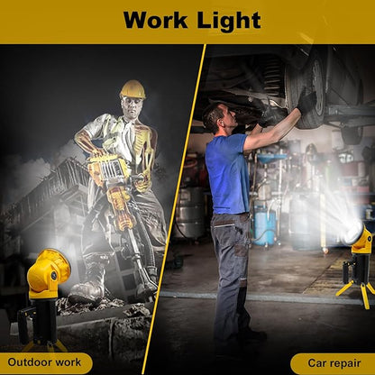 LED Cordless Work Light, Rechargeable Work Light with Foldable Tripod Stand, 180 Degree Rotating, Detachable Handheld Flashlight, 5000 Lumen, Lighting for Workshop, Camping, Outdoor