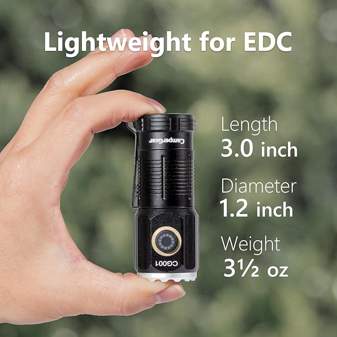 Small LED Rechargeable Flashlight, 1800 Lumens High Lumens Super Bright Mini EDC Flash Light for Camping Hiking Working and Home Use, Battery Included