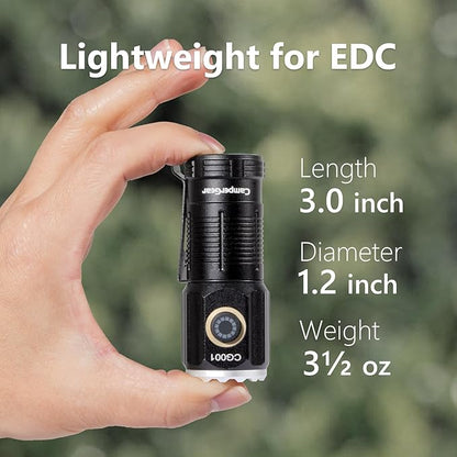 Small LED Rechargeable Flashlight, 1800 Lumens High Lumens Super Bright Mini EDC Flash Light for Camping Hiking Working and Home Use, Battery Included