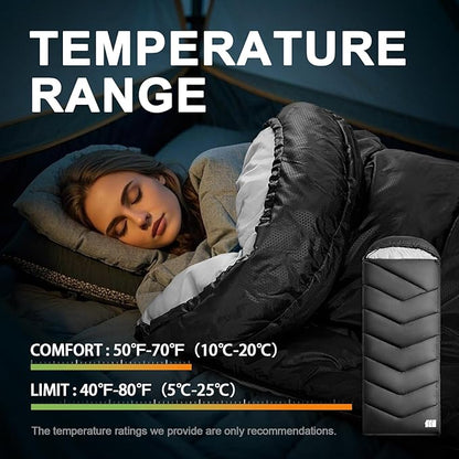 Sleeping Bags for Adults Cold Weather,Portable, Waterproof,Lightweight Sleeping Bag for Tall Girls Boys with Compression Sack for Warm Camping, Hiking, Outdoor & Indoor
