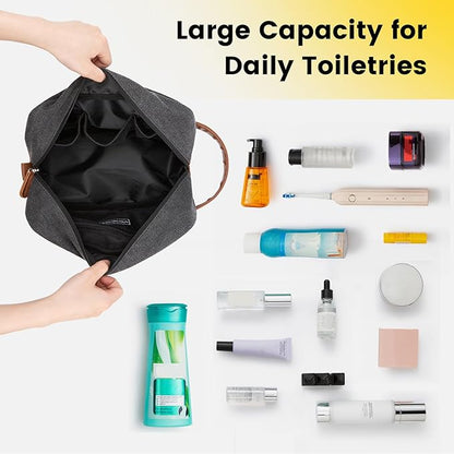 Vorspack Toiletry Bag Hanging Dopp Kit for Men Water Resistant Canvas Shaving Bag with Large Capacity for Travel - Dark Grey