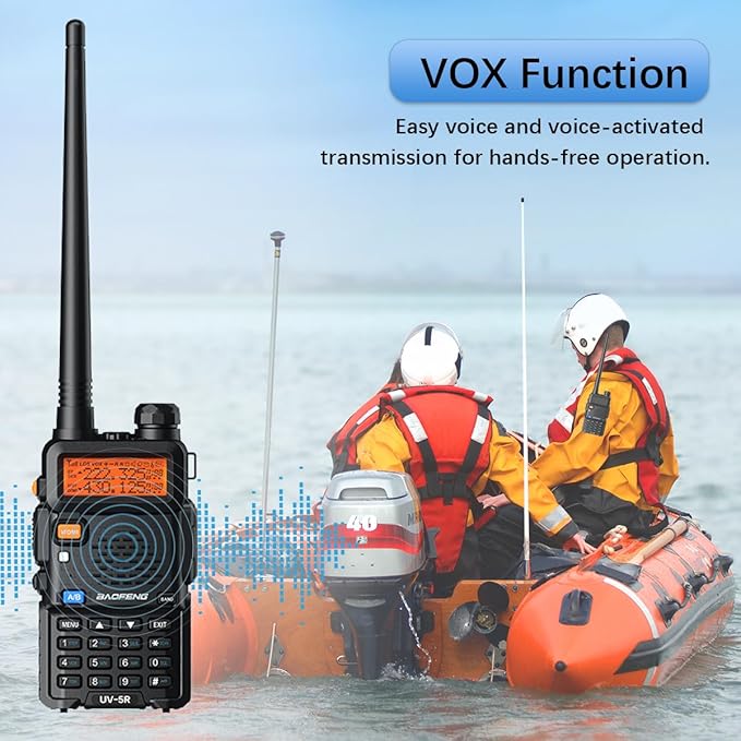 BAOFENG UV-5R Two Way Radio Long Range Walkie Talkies for Adults Handheld Ham Radio with 128 Channels, DTMF, VOX, SOS, Flashlight, 1800mAh Rechargeable Battery, Earpiece