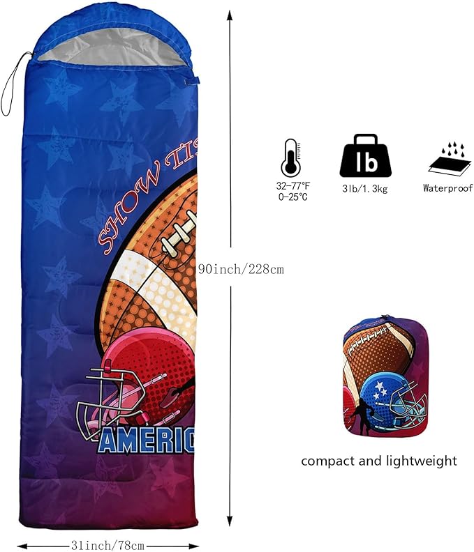 Kids Sleeping Bag for Boys Girls,Cute Puppy Print-Lightweight Warm Portable Outdoor Indoor-Waterproof Cold Weather Resistant Sleeping Bag for Camping Hiking