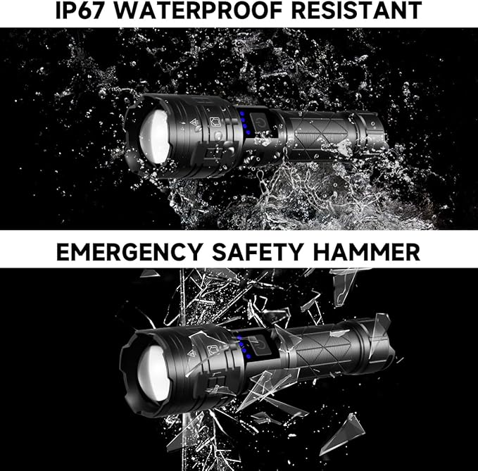 Rechargeable Flashlights High Lumens, 990000LM Powerful Tactical Flashlights, 5 Modes LED Flashlight Adjustable, Brightest Flashlight Waterproof, Handheld Flash Light for Emergencies, Camping, Hiking
