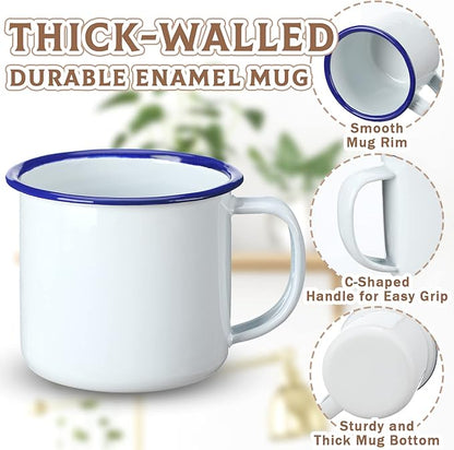 Yinder Mini Enamel Camping Coffee Mugs Metal Small Classic Portable White Campfire Mugs Bulk Vintage Cups with Handle for Coffee Tea Picnic Travel Indoor Outdoor Activities (36 Pcs,4 oz)