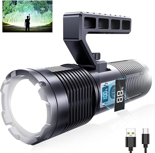Flashlights High Lumens, Rechargeable Flashlights with Cob Light, 13500 Lumen Super Bright Flashlight, Flash Light with 11 Modes, 10000mAh Flashlight Rechargeable for Outdoors