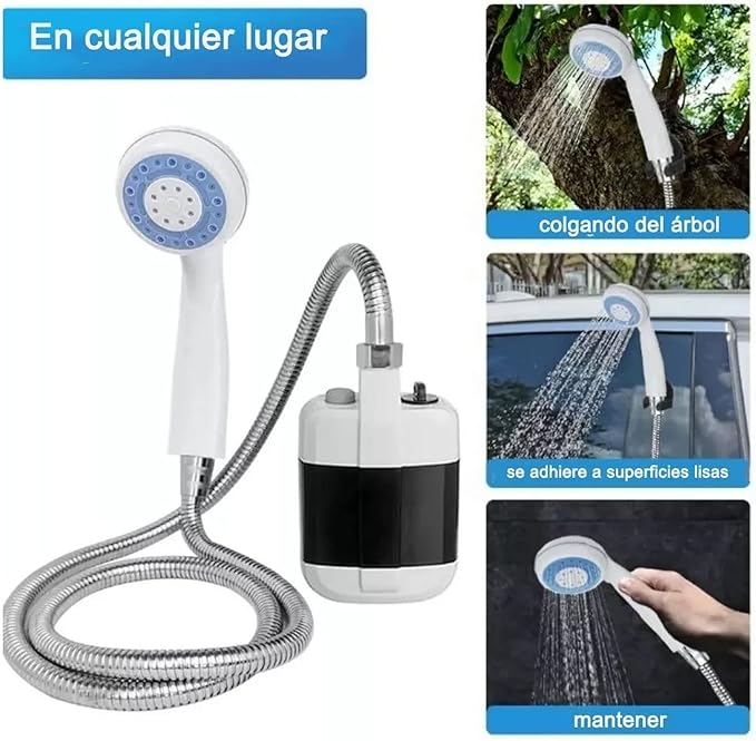 Portable Outdoor Shower with Shower Pump, 2200mAh Battery Powered Camping Shower with 59.1Inch Hose, Water Saving, Camping Showerhead for Beach Hiking