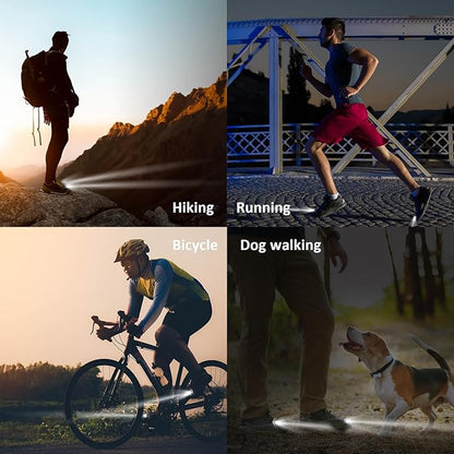 RAHAN Rechargeable Headlights for Croc 2pcs,Flashlights Attachment for Crocs, LED Shoes Light with 3 Light Modes for Dog Walking, Camping, Running, Suitable for Adults, Black