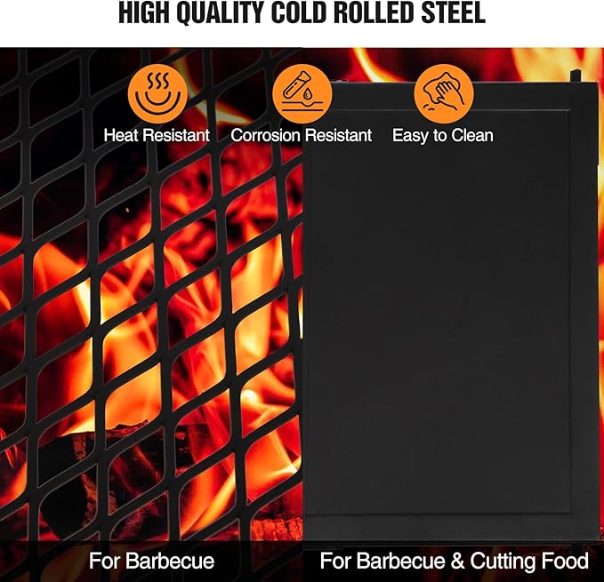 REDCAMP Folding Campfire Grill Heavy Duty Steel Grate, Portable Camp Fire Cooking Racks and Griddle for Outdoor Versatile Campfire Cooking