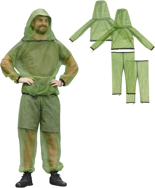 HENNCHEE Mosquito Suits for Adults, Mesh Net Bug Jacket Pant Suit, Outdoor Full Body Protection Mosquito Proof Clothing