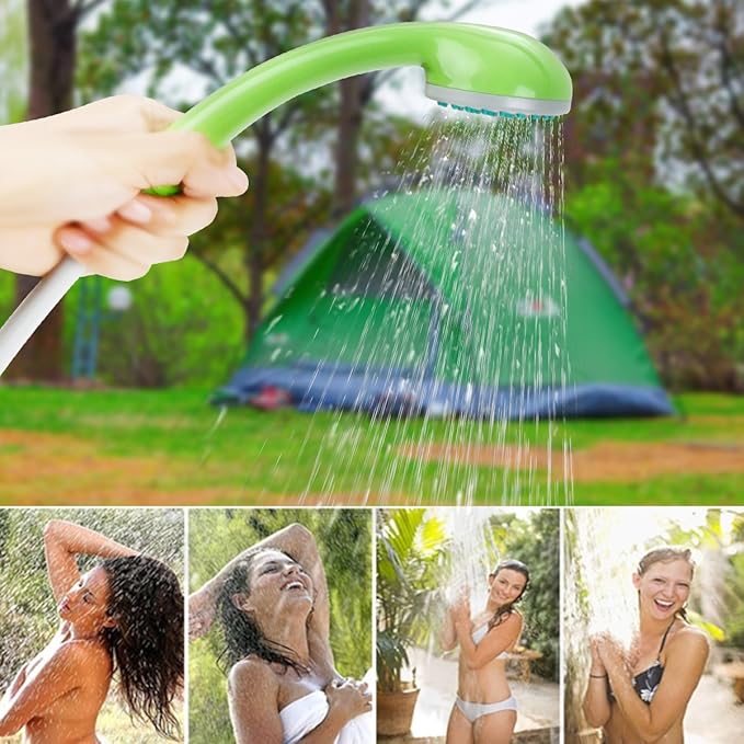 Portable Camping Shower, Outdoor Shower Head, Shower Pump, Rechargeable Battery, USB Charging Line, Pumps Water from Bucket, for Hiking, Pet Cleaning and Shower, Car Washing