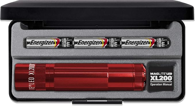 Maglite XL200 LED 3-Cell AAA Flashlight in Presentation Box, Red