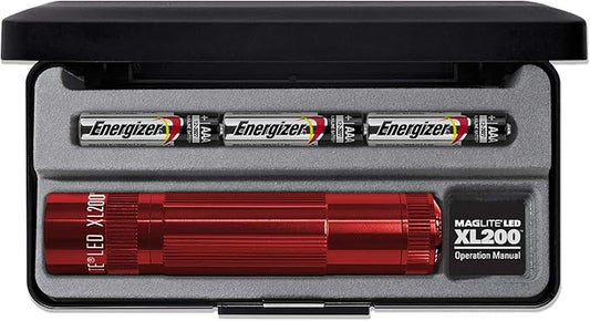 Maglite XL200 LED 3-Cell AAA Flashlight in Presentation Box, Red
