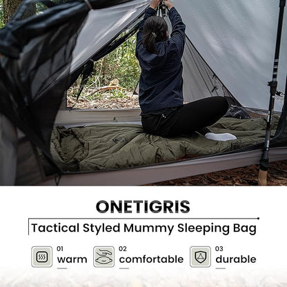 OneTigris Bushcrafter’s Sleeping Bags, Mummy Sleeping Bag for Camping Hiking Backpacking, Survival Gear